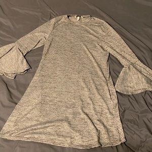 Grey and white striped dress